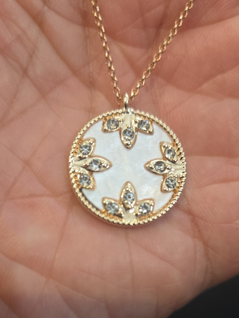 Juliet By Crystal Avenue Mother Of Pear Medallion Necklace